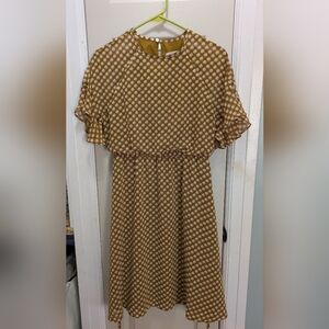 LOFT Brown and Pink Patterned Dress